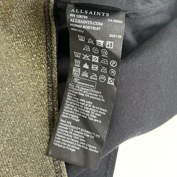 All Saints NWT Norma Bodysuit in Gold Sparkle Size 10 - Picture 16 of 16